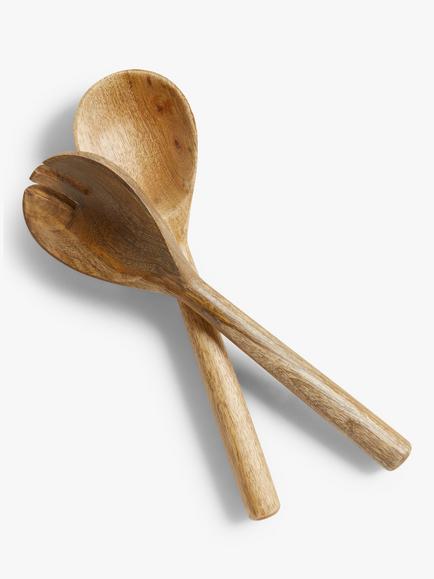 John Lewis Salad Servers, FSC-Certified (Mango Wood), Natural - view 2, Natural