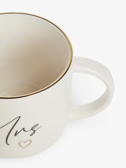 John Lewis 'Mrs' Fine China Mug, 420ml, White - view 2, White