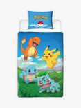 Pokémon Reversible Pure Cotton Duvet Cover and Pillowcase Set, Single, Multi