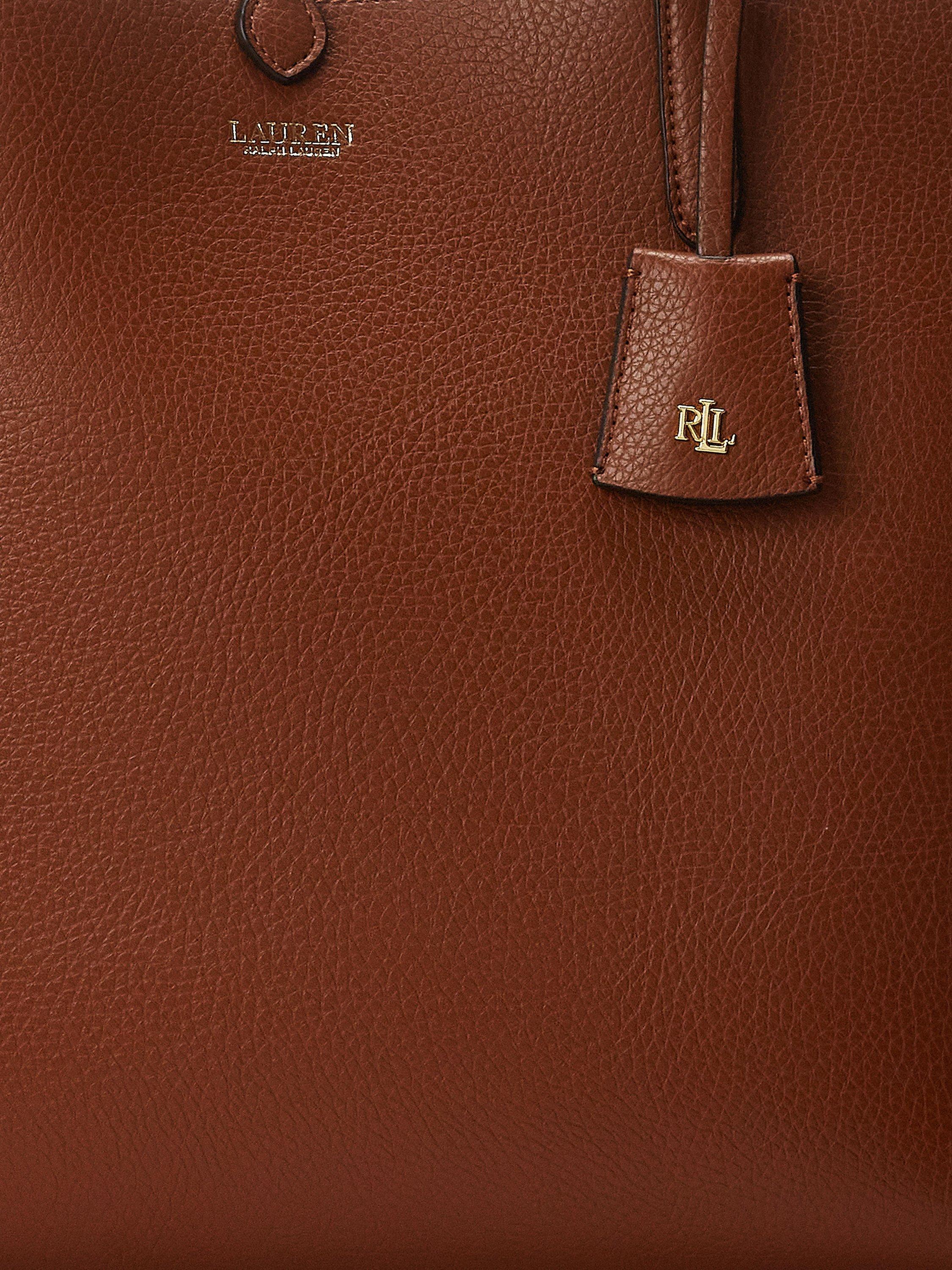 Product image 4 of 7, which shows Lauren Ralph Lauren Reversible Tote Bag, Lauren Tan/Orange