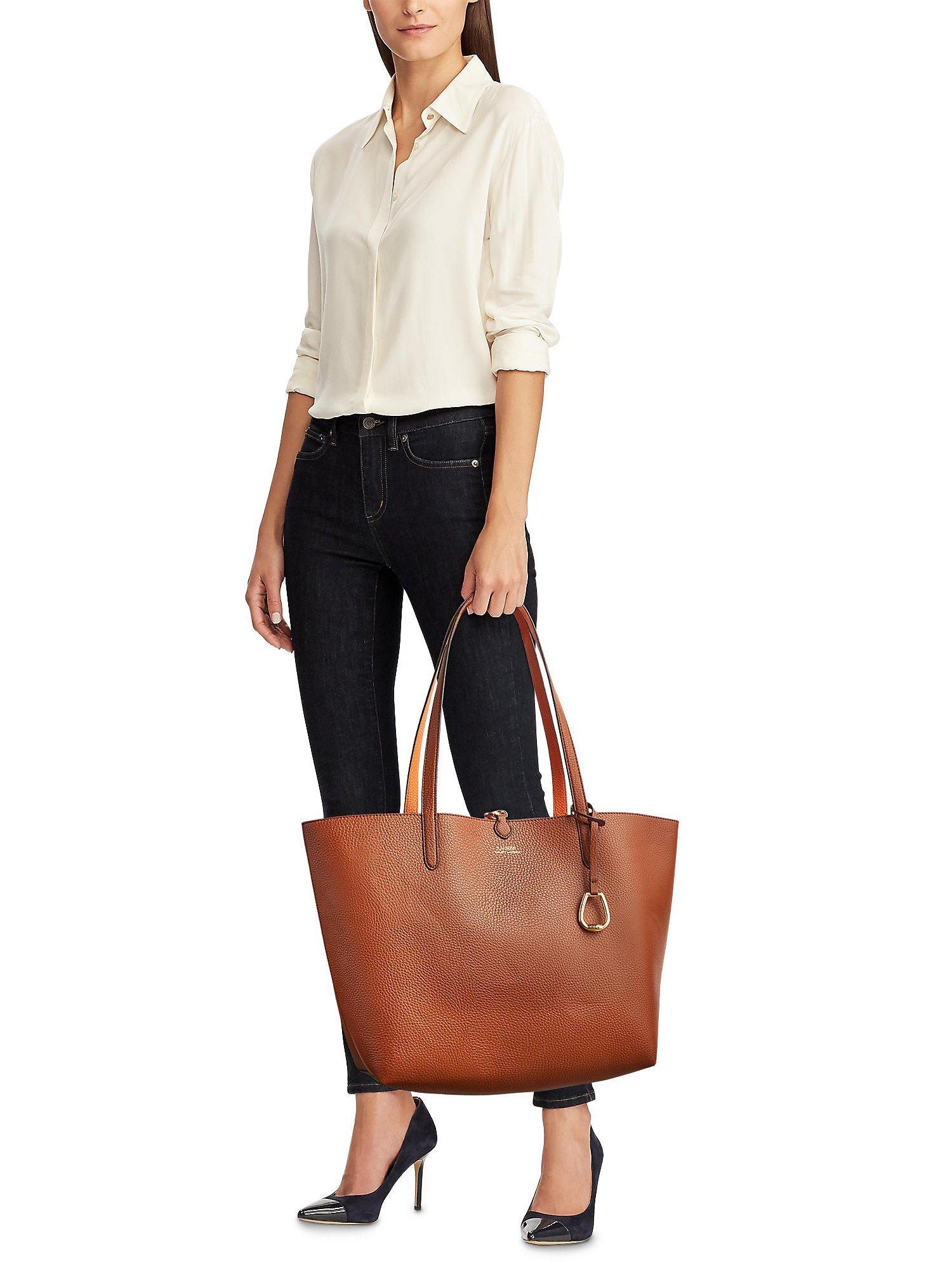 Product image 7 of 7, which shows Lauren Ralph Lauren Reversible Tote Bag, Lauren Tan/Orange