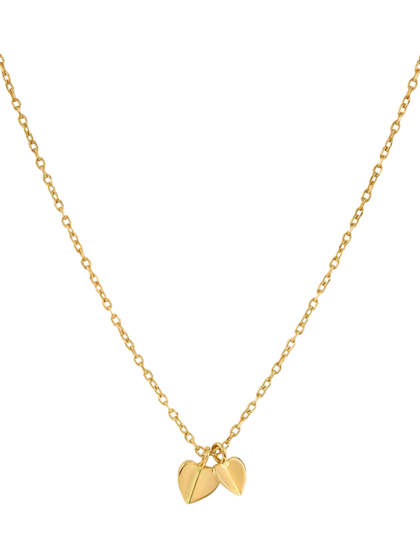 Product image 1 of 6, which shows Dinny Hall Bijou Folded Hearts Pendant Necklace, Gold