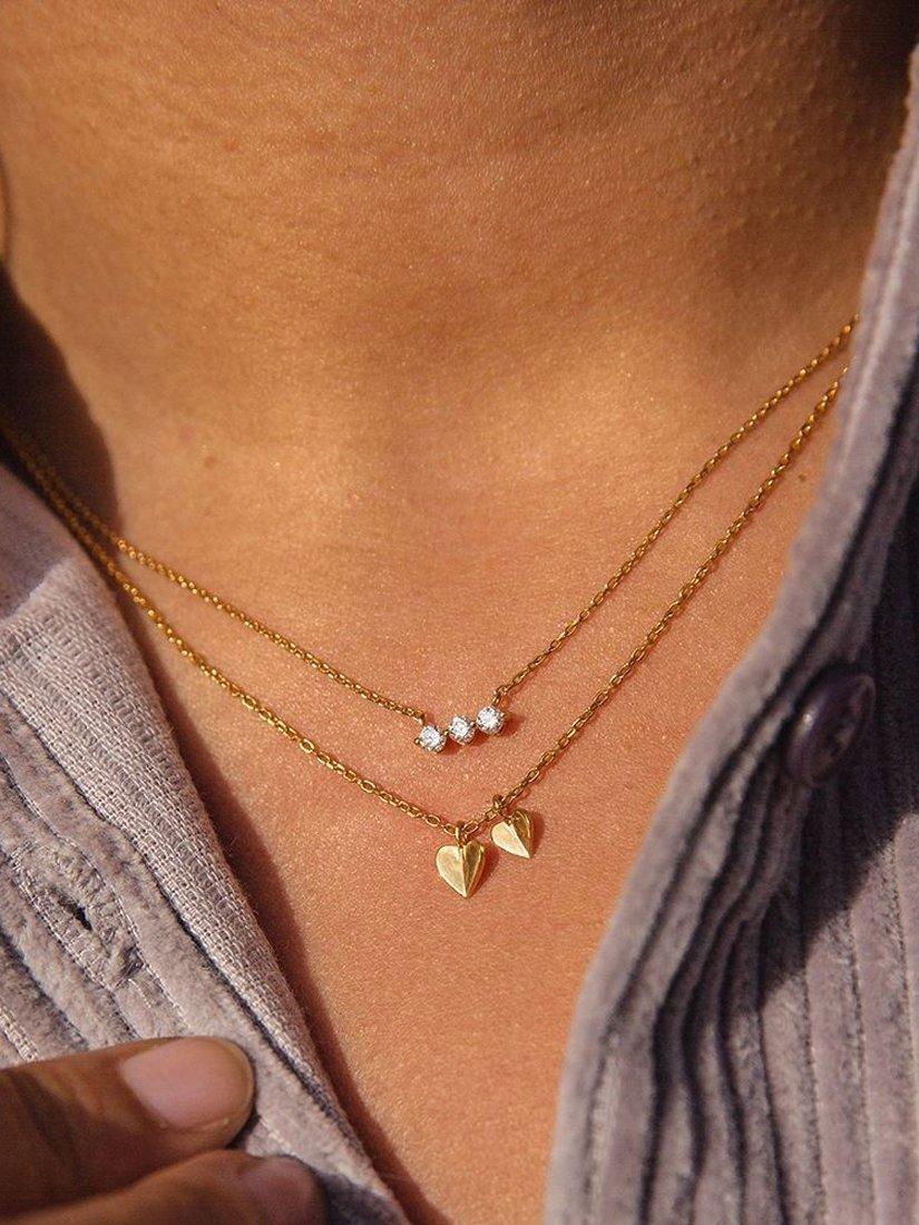 Product image 5 of 6, which shows Dinny Hall Bijou Folded Hearts Pendant Necklace, Gold