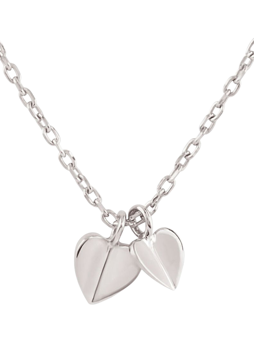 Product image 3 of 6, which shows Dinny Hall Bijou Folded Hearts Pendant Necklace, Silver