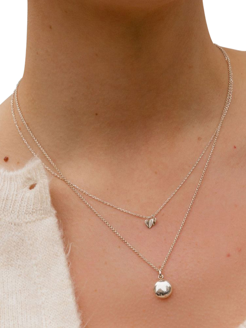 Product image 4 of 6, which shows Dinny Hall Bijou Folded Hearts Pendant Necklace, Silver