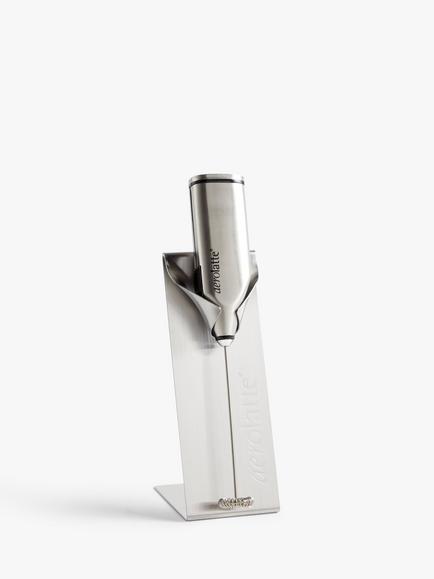 aerolatte Handheld Battery-Operated Stainless Steel Milk Frother with Kitchen Stand, Silver
