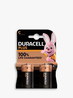 Duracell Plus C Batteries, Pack of 2, Orange