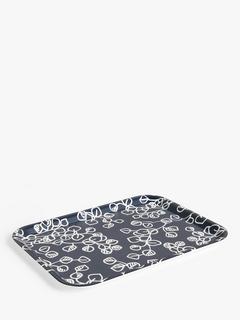 John Lewis ANYDAY Leaf Melamine Tray, Blue/White
