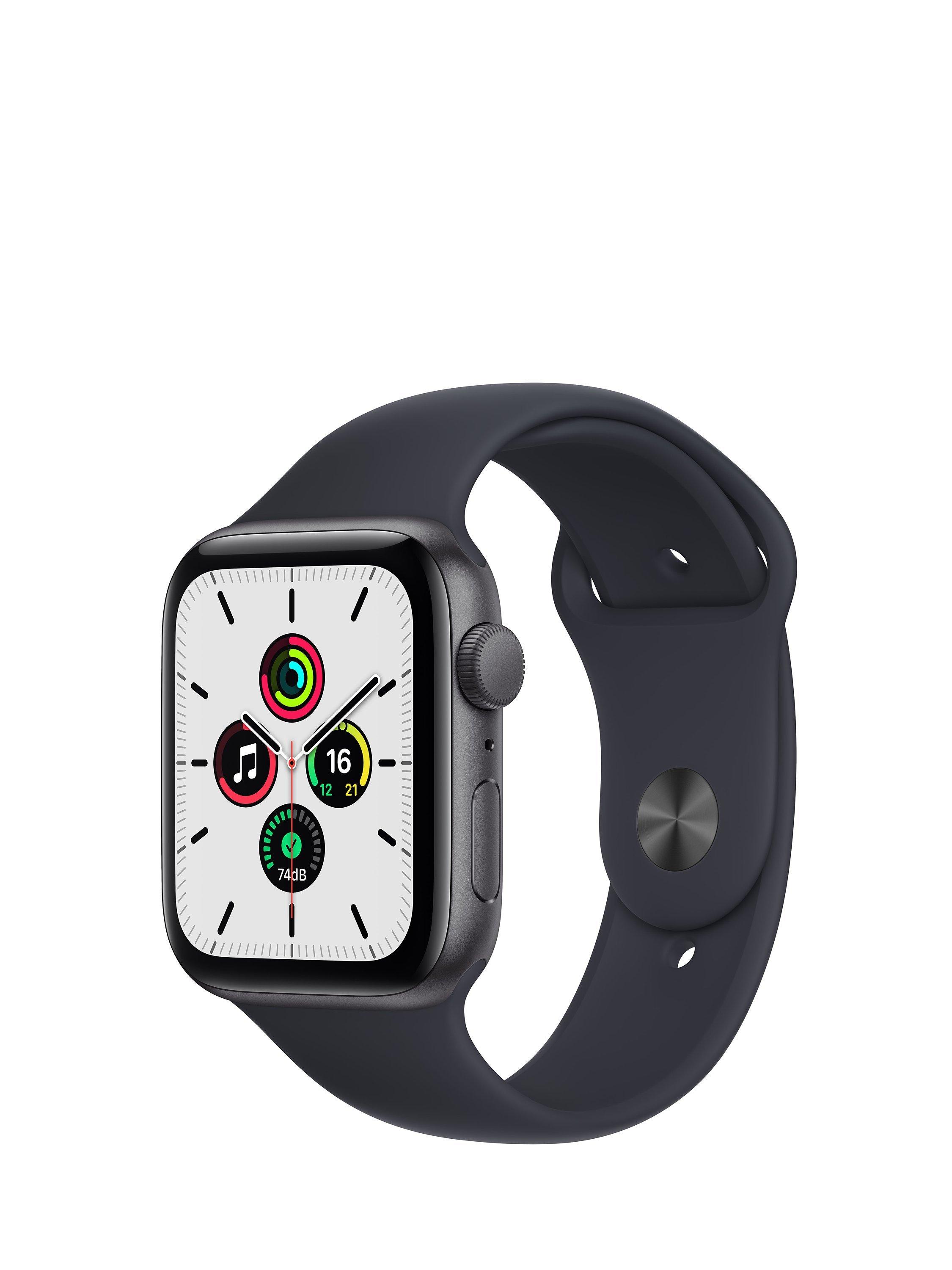 Apple Watch SE GPS, 44mm Space Grey Aluminium Case with Midnight Sport Band - Regular