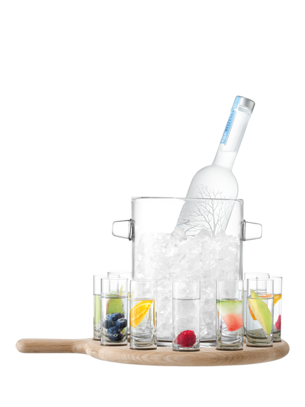 LSA International Oak Wood Paddle Board & 12 Vodka Shot Glass Serving Set, Assorted/Natural - view 2, Assorted/Natural