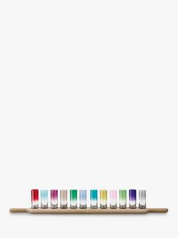 LSA International Oak Wood Grand Paddle Board 12 Vodka Shot Glasses Set, Assorted/Natural, Assorted/Natural