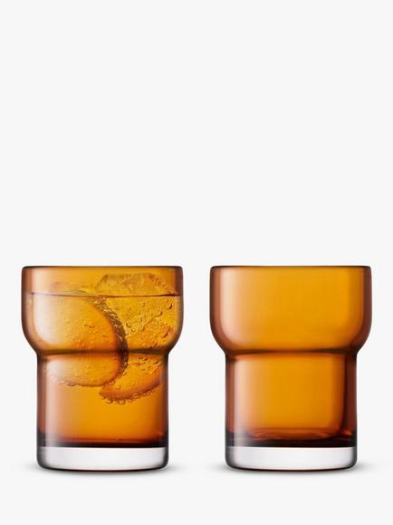 LSA International Utility Tumbler Glass, Set of 2, 300ml, Amber