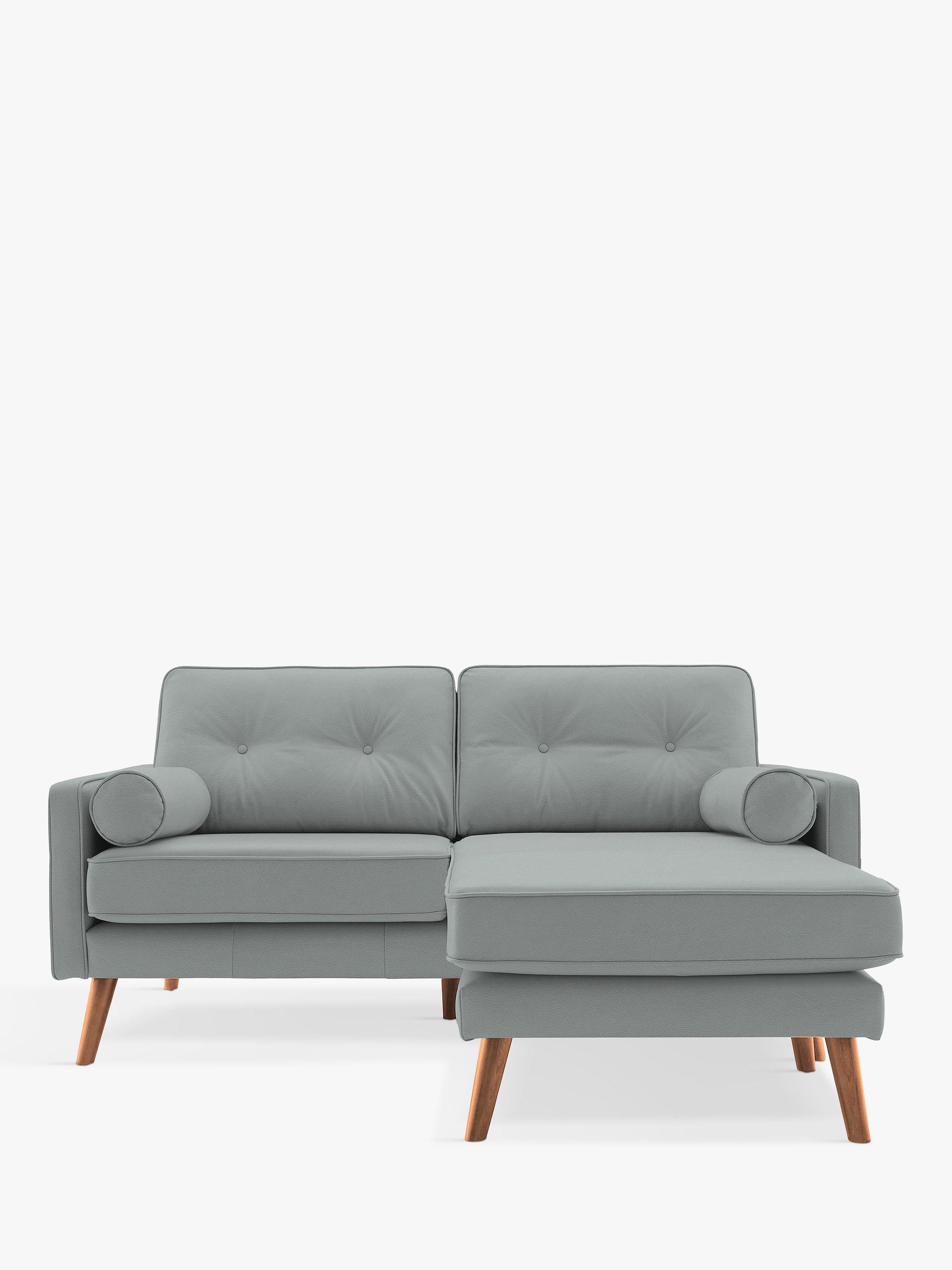 The Sixty Five Range, G Plan Vintage The Sixty Five RHF Medium 2 Seater Chaise End Leather Sofa, Cambridge Grey