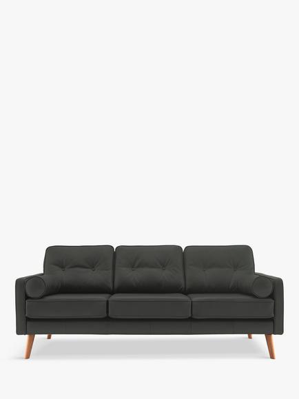 G Plan Vintage The Sixty Five Large 3 Seater Leather Sofa, Cambridge Slate
