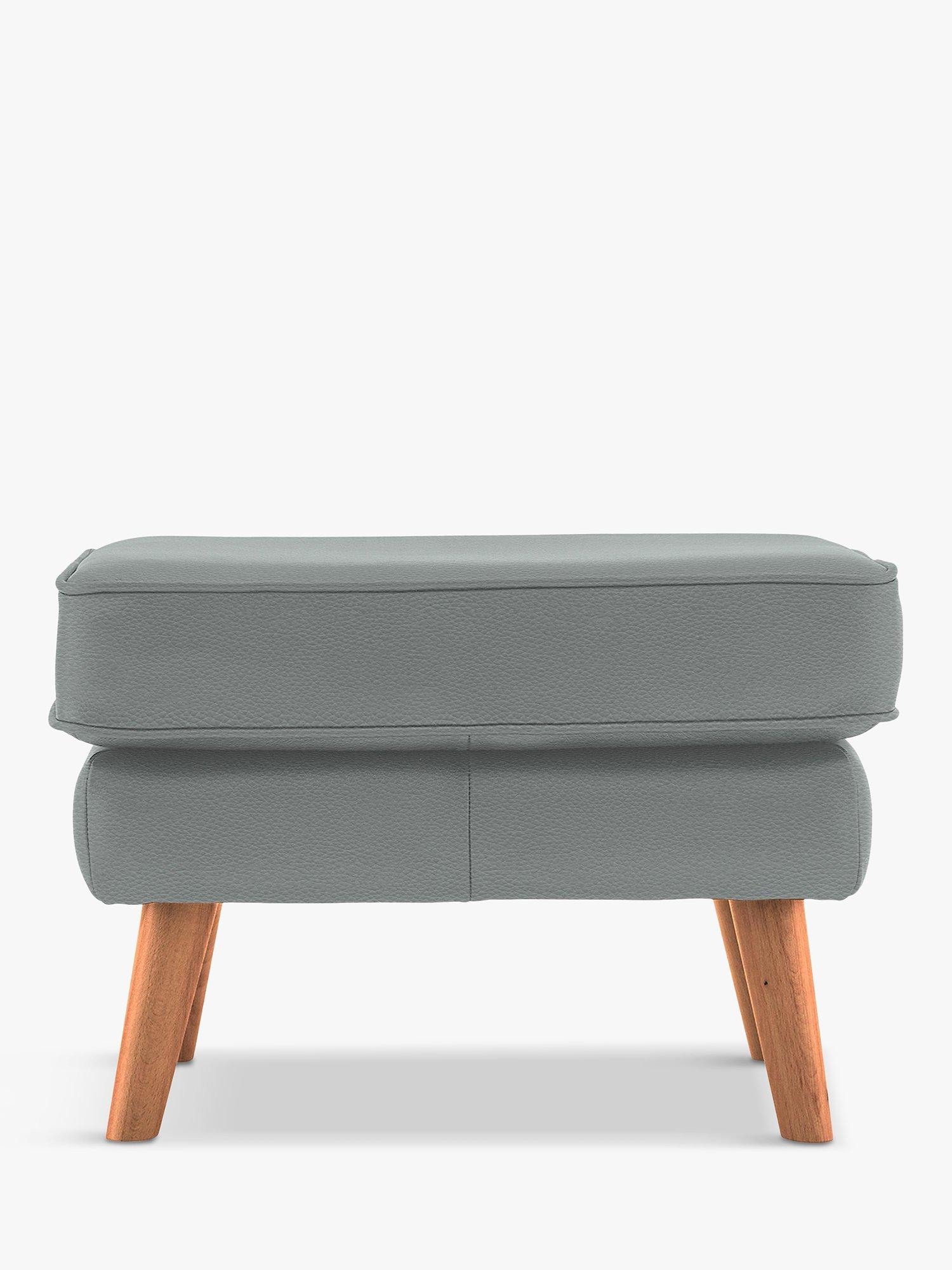 The Sixty Five Range, G Plan Vintage The Sixty Five Leather Footstool, Cambridge Grey