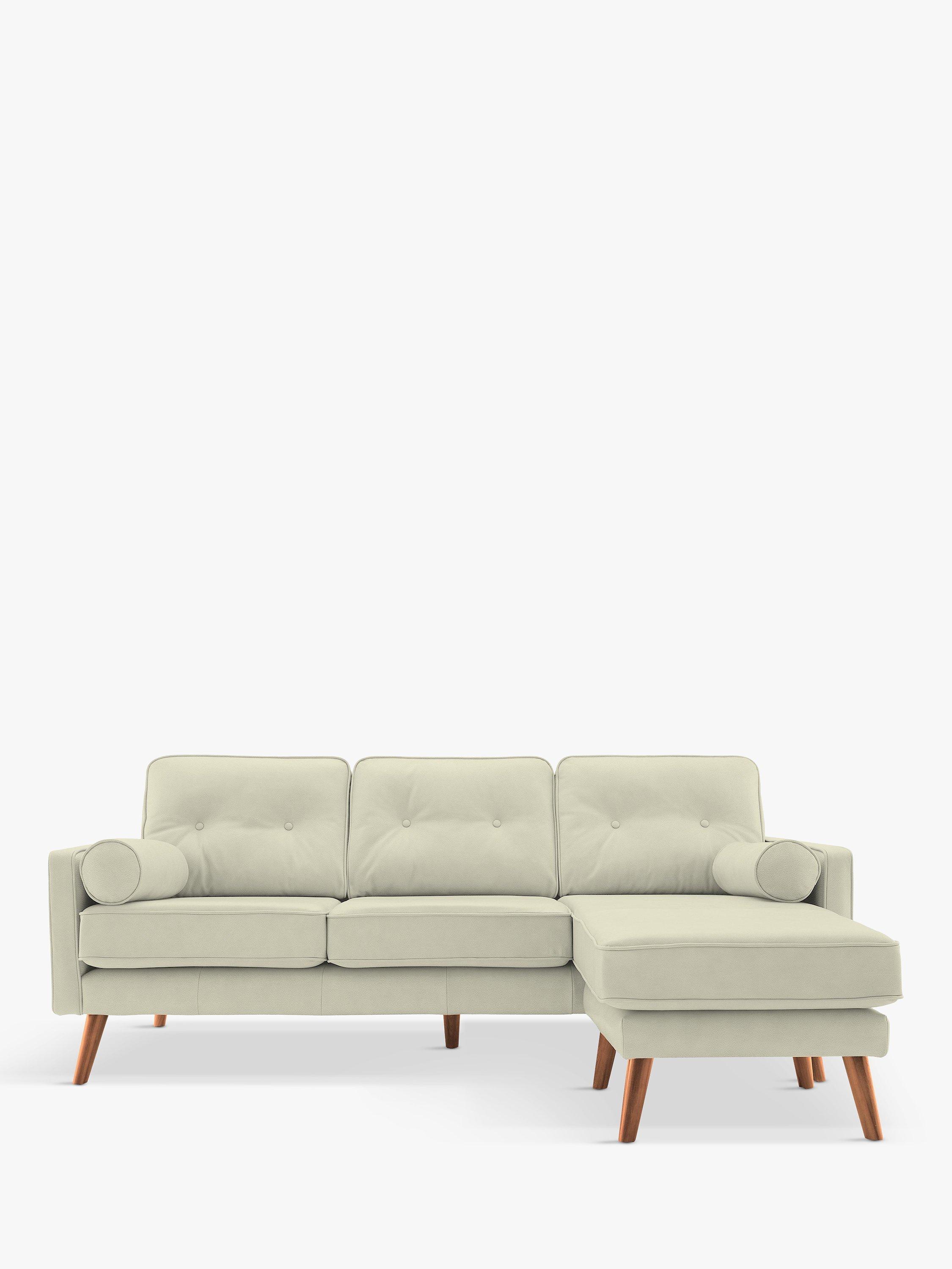 The Sixty Five Range, G Plan Vintage The Sixty Five RHF Large 3 Seater Chaise End Leather Sofa, Cambridge Chalk