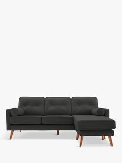 G Plan Vintage The Sixty Five RHF Large 3 Seater Chaise End Leather Sofa, Cambridge Slate
