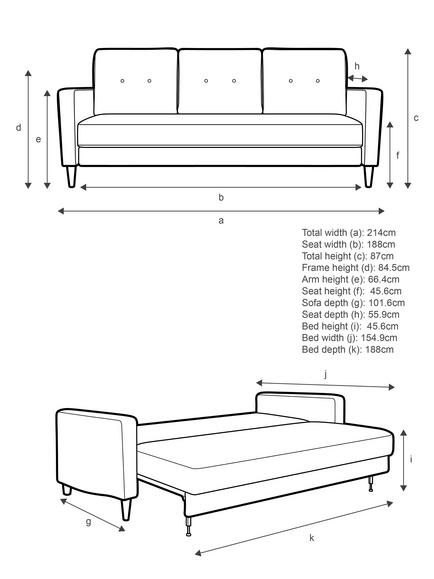 G Plan Vintage The Fifty Four Large 3 Seater Sofa Bed - view 2, Easy Clean Plush Turmeric