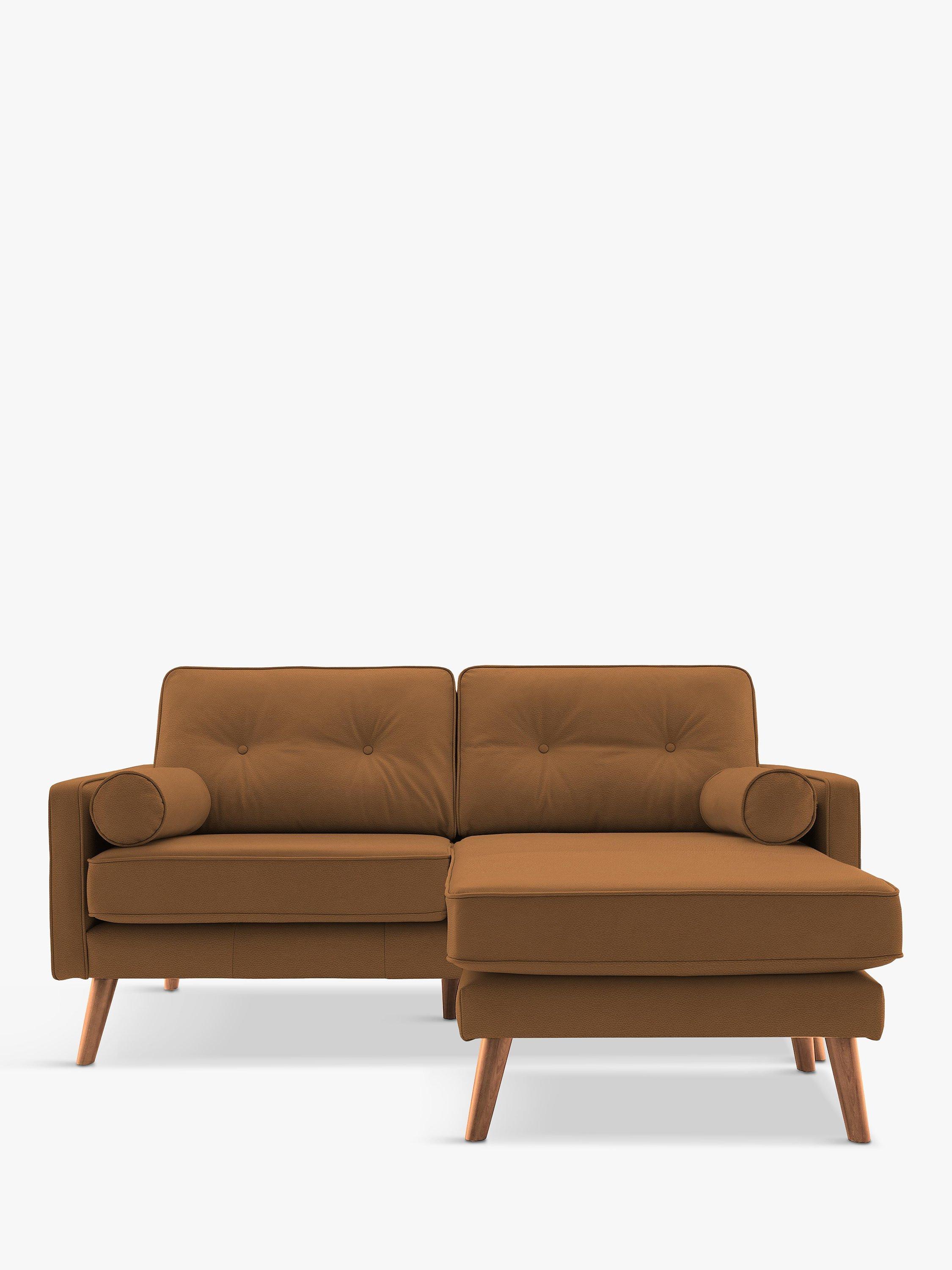 The Sixty Five Range, G Plan Vintage The Sixty Five RHF Medium 2 Seater Chaise End Leather Sofa, Cambridge Tan