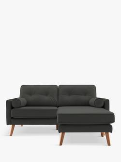 G Plan Vintage The Sixty Five RHF Medium 2 Seater Chaise End Leather Sofa, Cambridge Slate