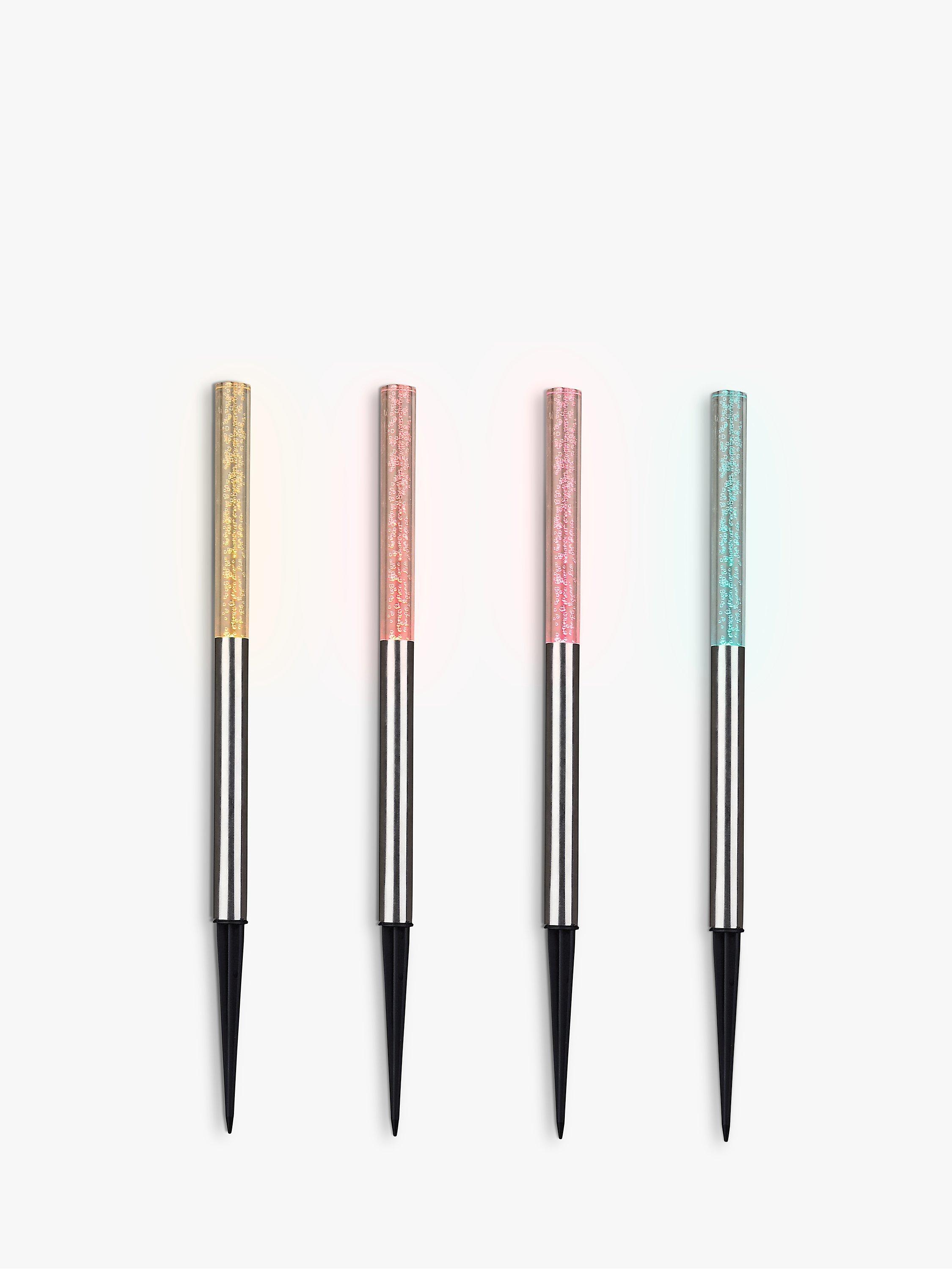 John Lewis Bubble Solar Stake Lights, Multi, Set of 4