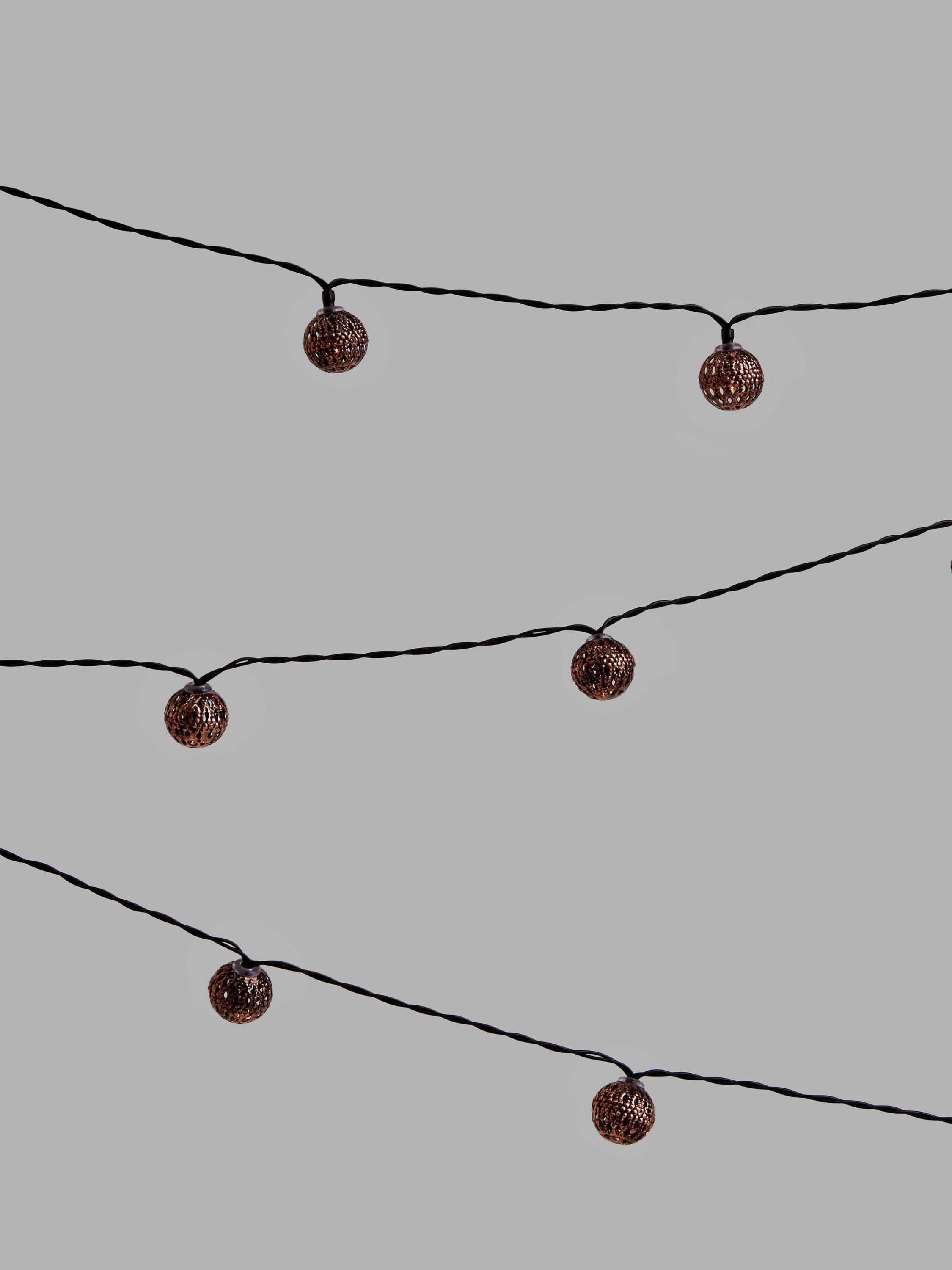 John Lewis Outdoor Solar Moroccan Line Lights, Copper/Black
