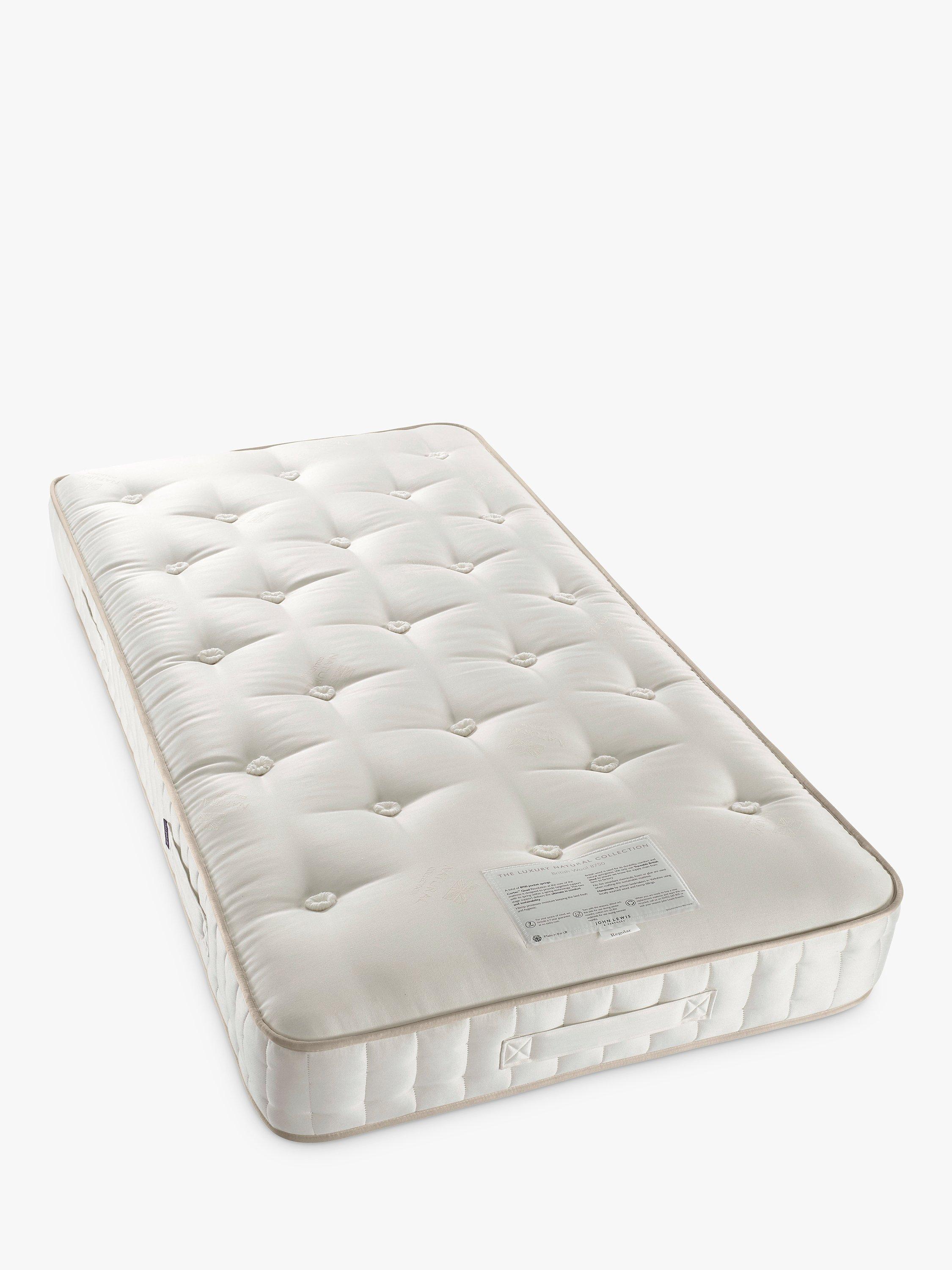John Lewis OUTLET - Luxury Natural Collection British Wool 8750, Single, Firm Tension Pocket Spring Mattress - Like New