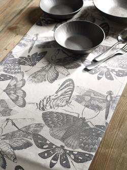 Royal Botanic Gardens, Kew Butterfly Cotton Table Runner, 200cm, Black/White - view 2, Black/White