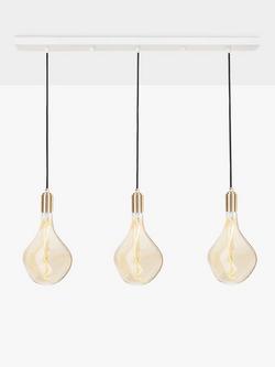 Tala Linear Bar Triple Pendant Ceiling Light with Voronoi II LED Bulbs, White, White