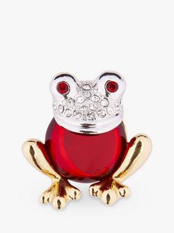 Eclectica Pre-Loved 22ct Gold Plated Glass & Swarvoski Crystals Frog Brooch, Dated Circa 1980s, Red/Multi, Red/Multi