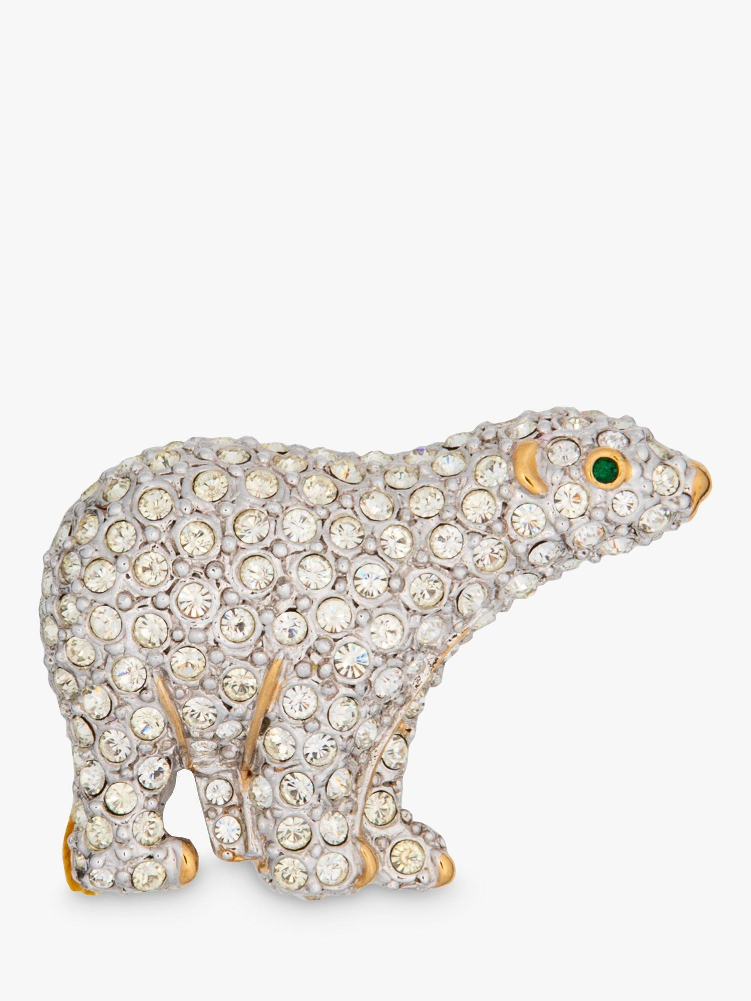 Eclectica Pre-Loved Swarvoski Crystals Polar Bear Brooch, Dated Circa 1990s, Silver/Gold