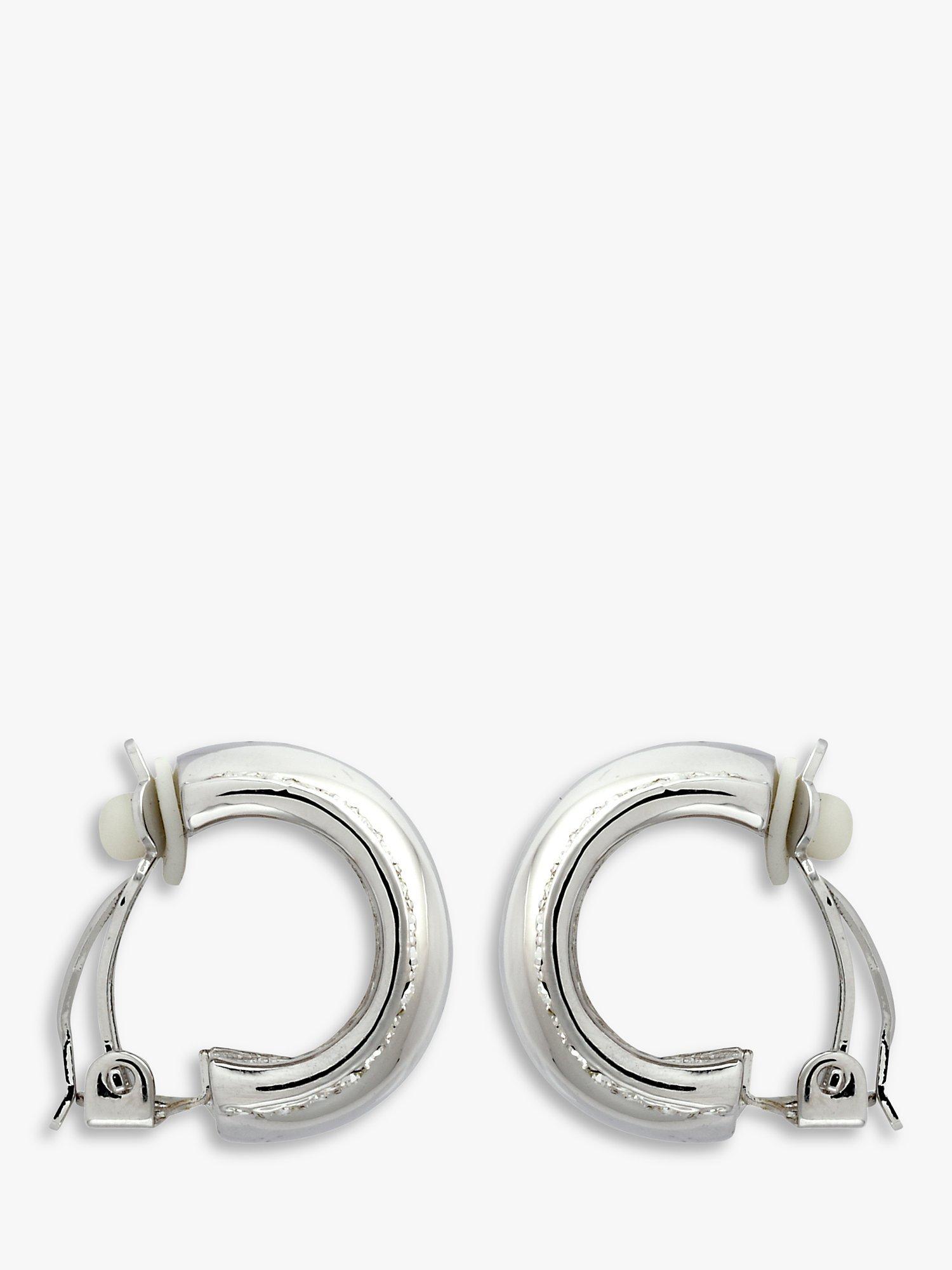 Product image 2 of 2, which shows Eclectica Pre-Loved Swarovski Crystal Half Hoop Clip On Earrings, Dated Circa 1990s, Silver