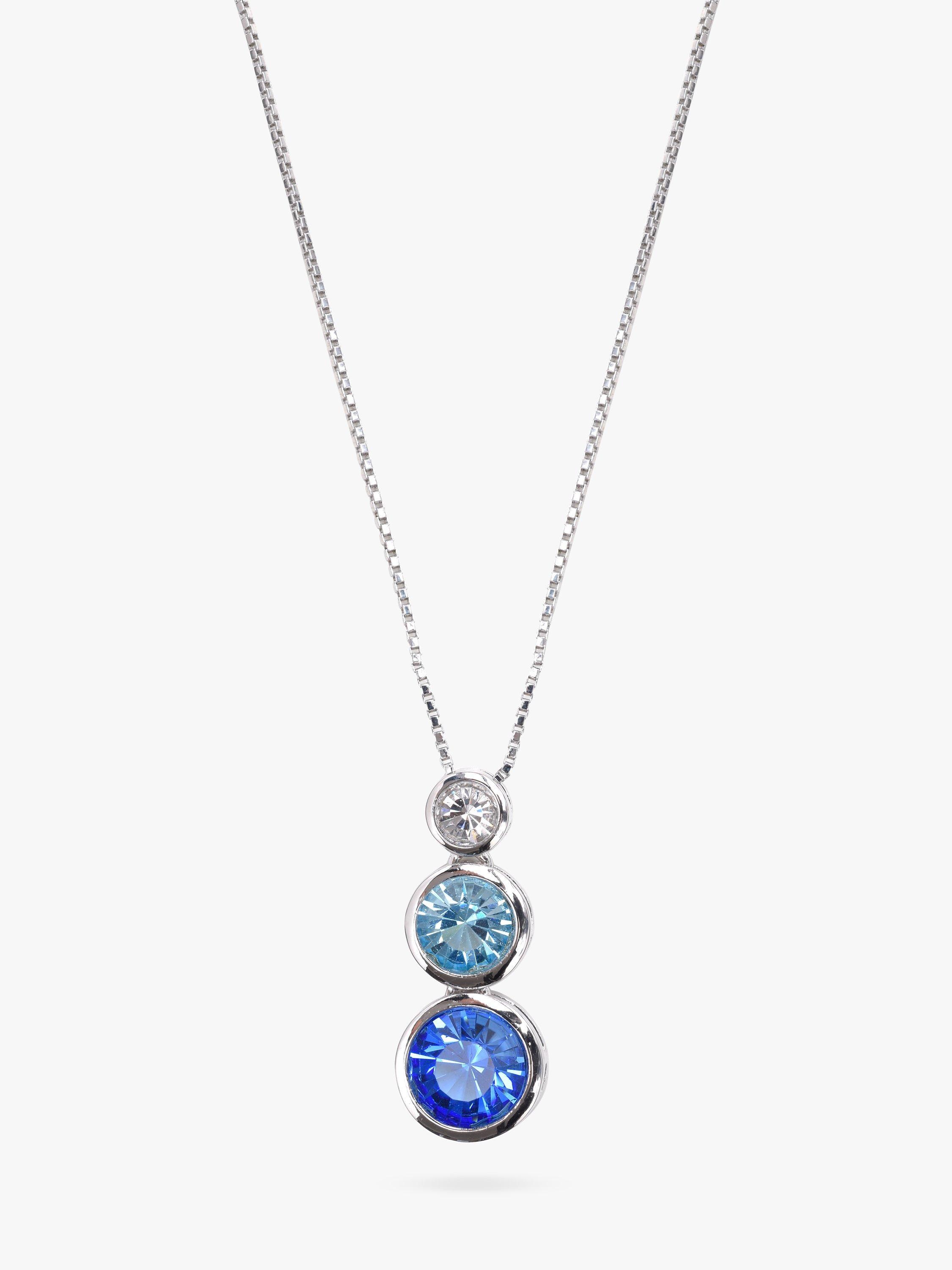 Product image 1 of 2, which shows Eclectica Pre-Loved Rhodium Plated Swarovski Crystal Triple Drop Pendant Necklace, Dated Circa 1990s