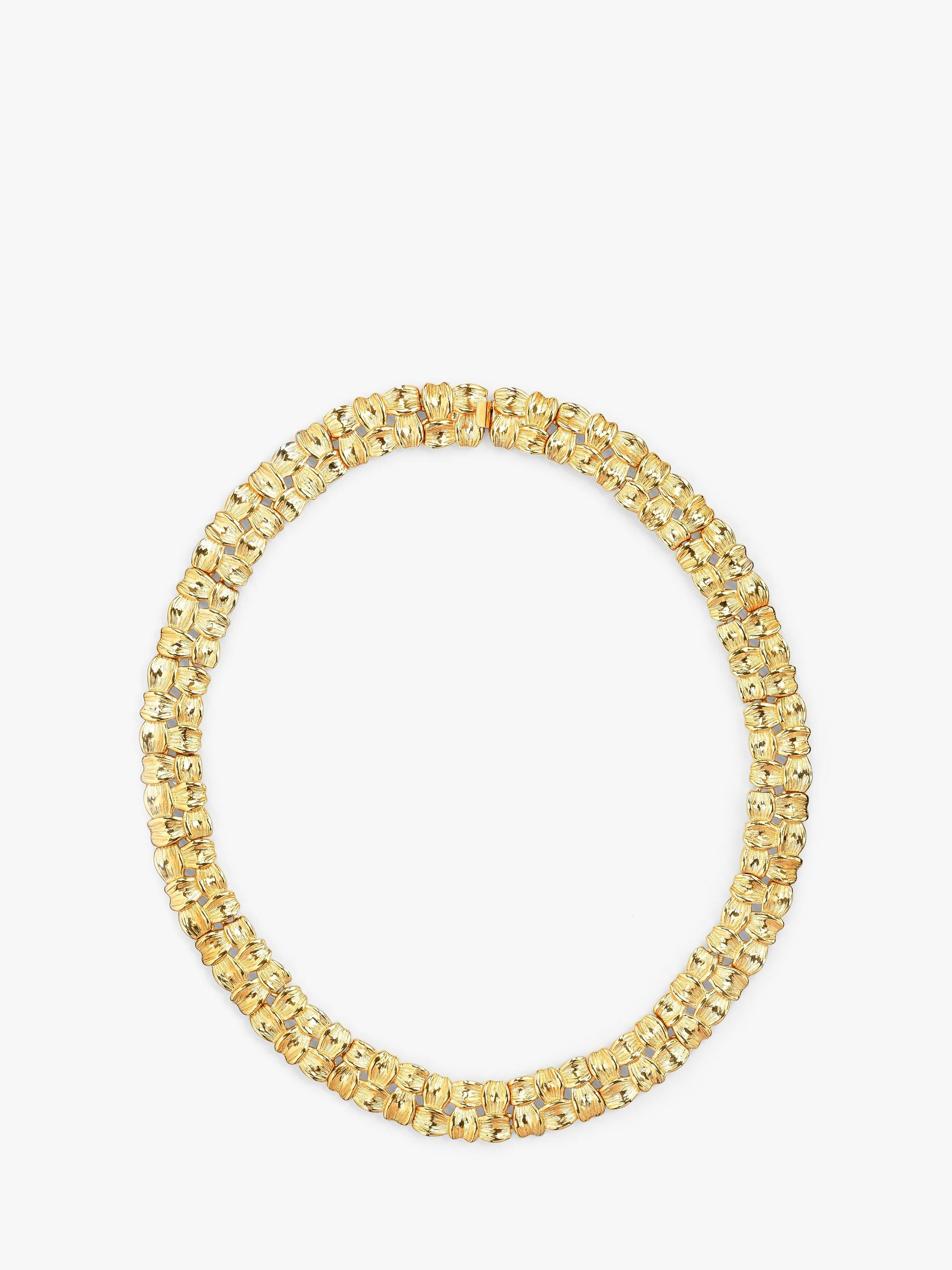 Product image 1 of 1, which shows Eclectica Pre-Loved Woven Textured Collar Necklace, Dated Circa 1990s, Gold