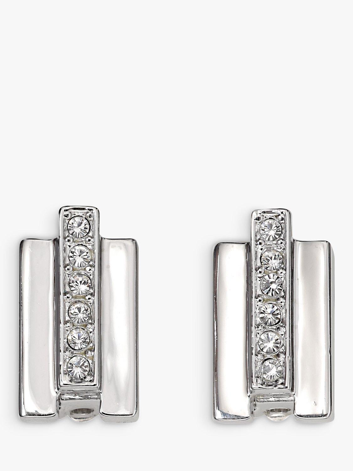 Product image 1 of 1, which shows Eclectica Pre-Loved Swarovski Crystals & Glass Art Deco Clip-on Earrings, Dated Circa 1990s, Silver