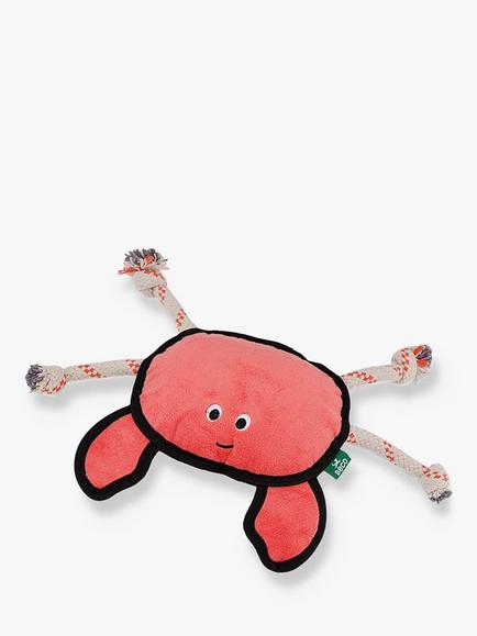 Beco Pets Rough & Tough Crab Recycled Polyester Dog Toy, Large, Orange