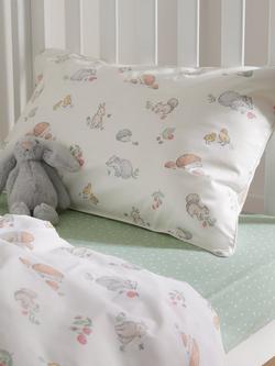 John Lewis Oh My Darling Woodland Print Toddler Pure Cotton Duvet Cover and Pillowcase Set - view 2, White/Multi