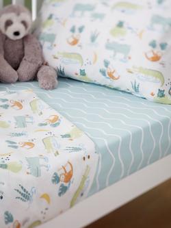 John Lewis Jungle Statement Print Fitted Cotton Baby Sheet, Pack of 2, Cotbed (70 x 140cm), Multi
