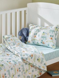 John Lewis Jungle Friends Print Toddler Pure Cotton Duvet Cover and Pillowcase Set, Cotbed (120 x 140cm) - view 2, Multi