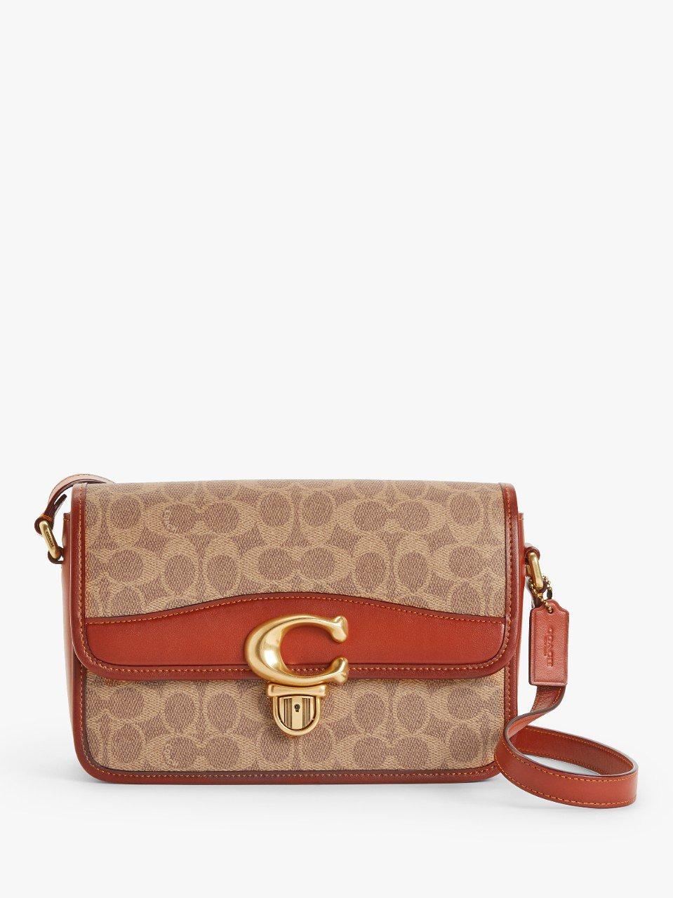 Coach Studio Signature Canvas Shoulder Bag, Tan/Rust