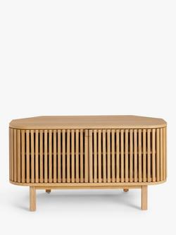 John Lewis Small Slatted TV Stand for TVs up to 60", Oak - view 2, Oak