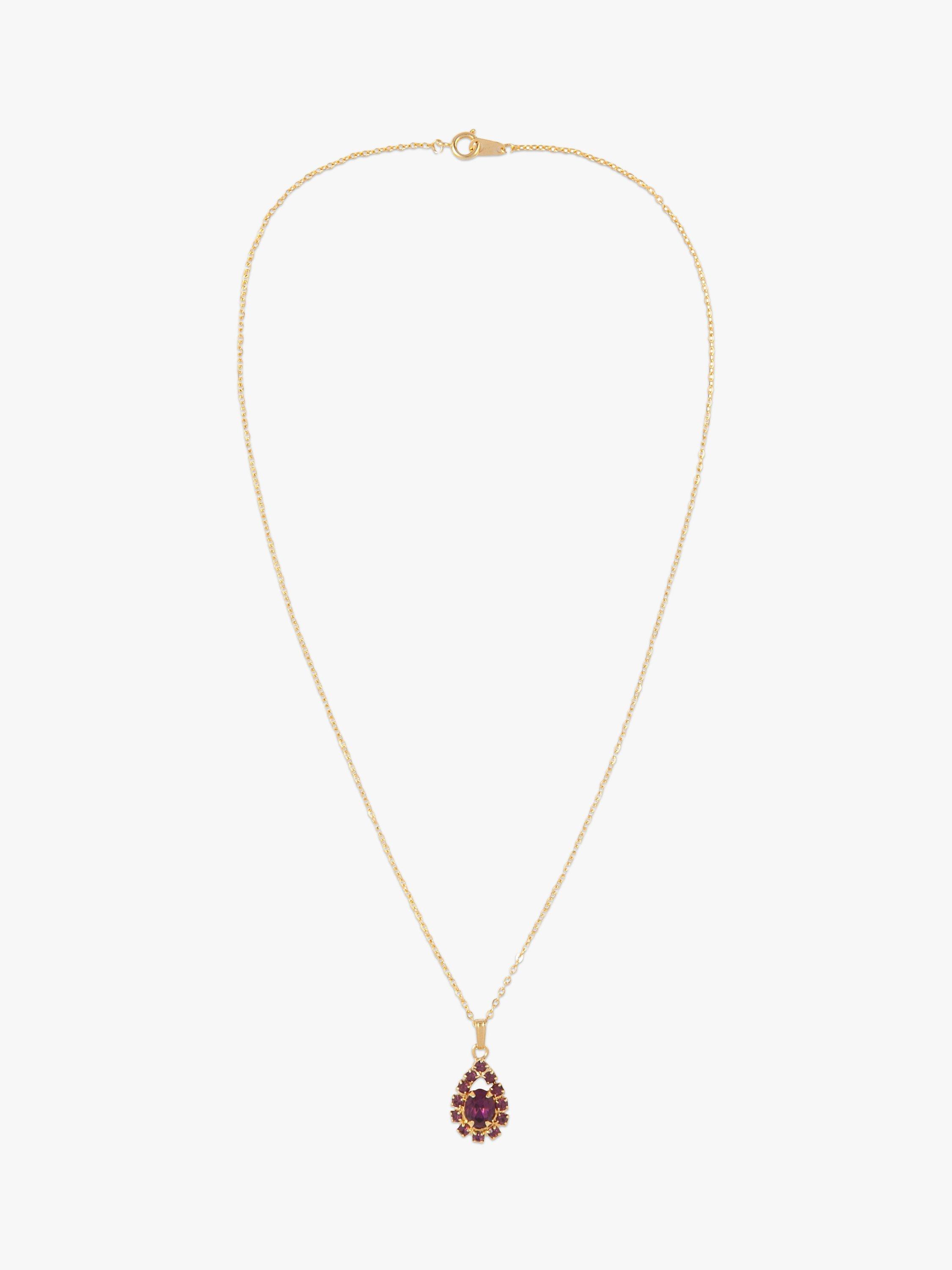 Product image 1 of 2, which shows Susan Caplan Pre-Loved Edwardian Revival Gold Plated Swarovski Crystals Teardrop Pendant Necklace, Dated Circa 1980s