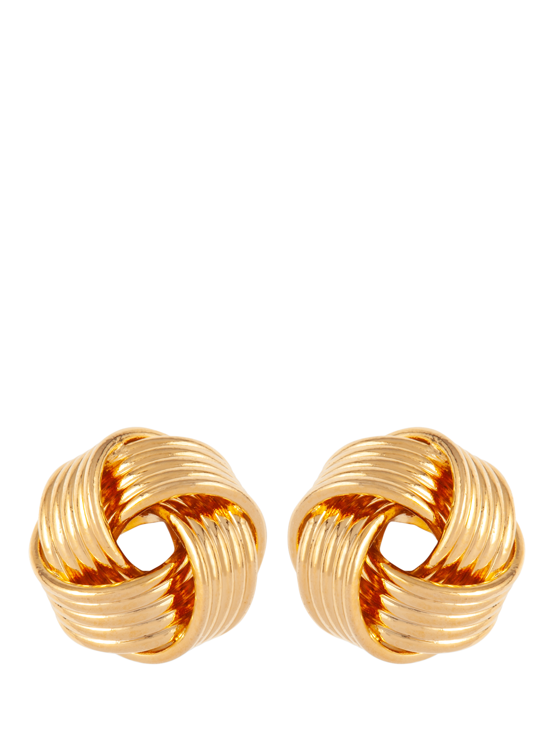Product image 1 of 2, which shows Susan Caplan Pre-Loved Gold Plated Ribbed Love Knot Earrings, Gold