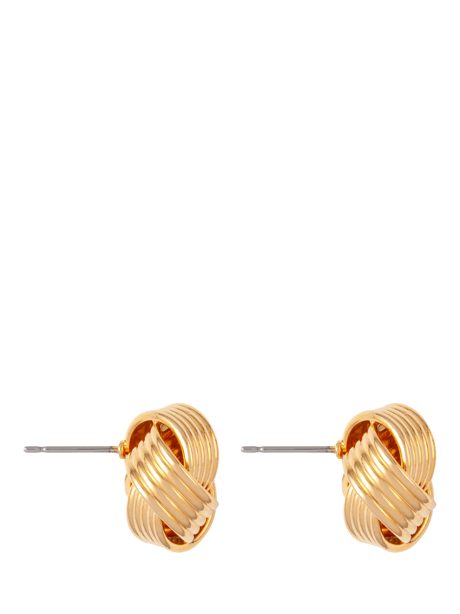 Product image 2 of 2, which shows Susan Caplan Pre-Loved Gold Plated Ribbed Love Knot Earrings, Gold