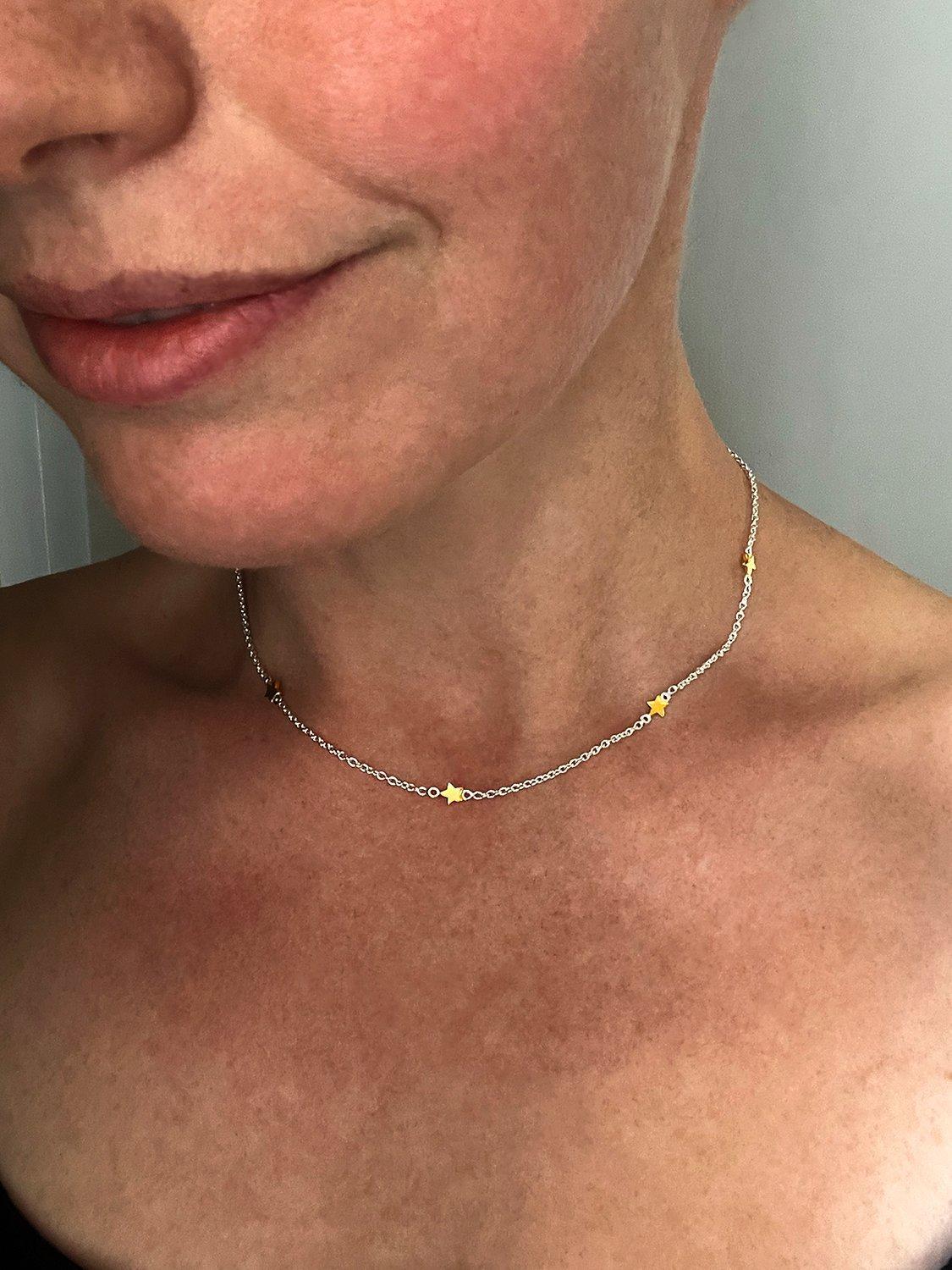 Product image 3 of 4, which shows Nina B Two-Tone Star Collar Necklace, Silver/Gold