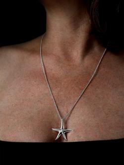 Nina B Slim Starfish Pendant Necklace, Silver - view 2, Silver