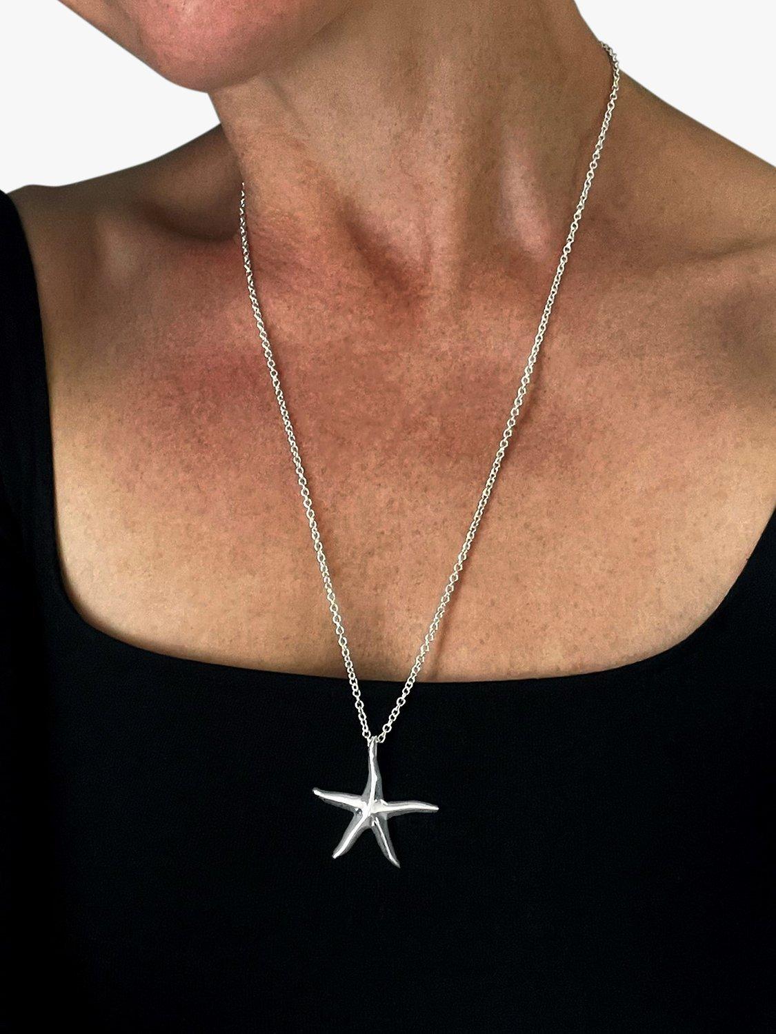 Product image 3 of 4, which shows Nina B Slim Starfish Pendant Necklace, Silver