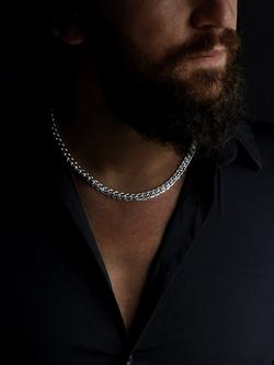 Nina B Men's Sterling Silver Heavy Curb Chain Necklace, Silver - view 2, Silver