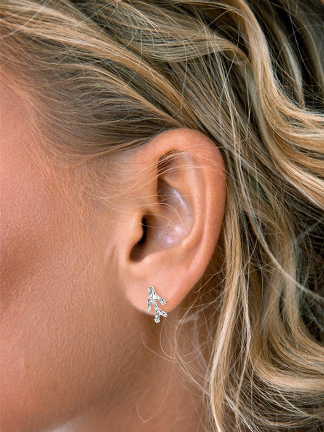Product image 2 of 2, which shows Nina B Small Coral Branch Stud Earrings, Silver