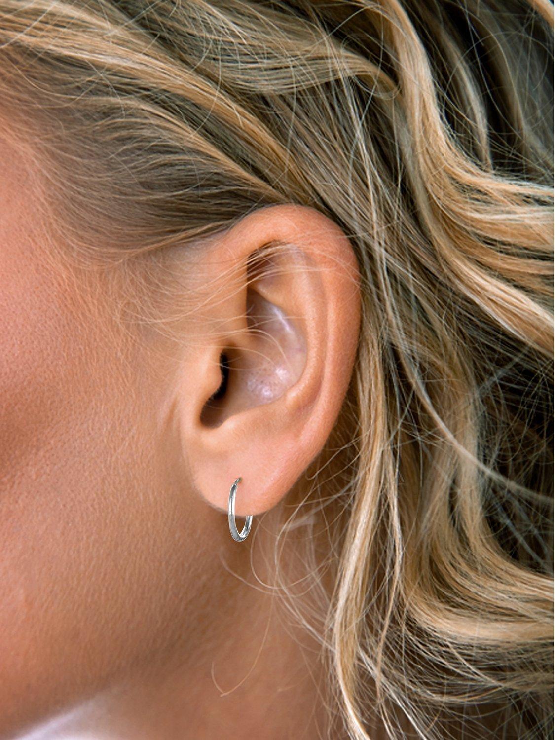 Product image 2 of 2, which shows Nina B Small Hoop Earrings, Silver
